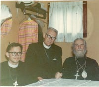 Fr. Paul Berg, Rev. E. M. Berg, and Archbishop John Garklavs