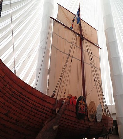 Replica Viking Ship, Hjemkomst Showing mast