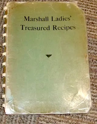 Marshall Ladies Treasured Recipes, Cook book cover