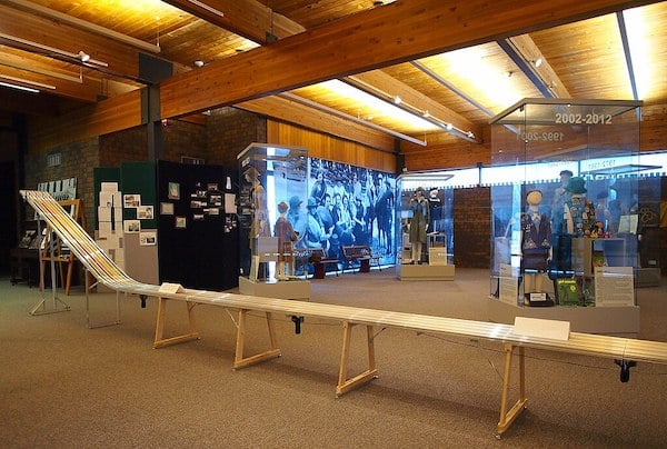 North Star Museum of Boy Scouting & Girl Scouting-showing Pinewood Derby track and museum displays