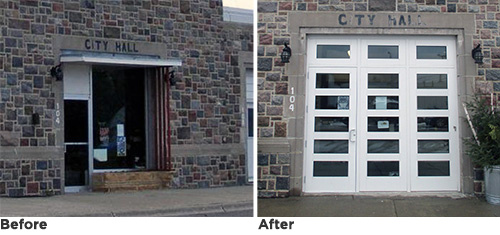 Before and After photo of entryway