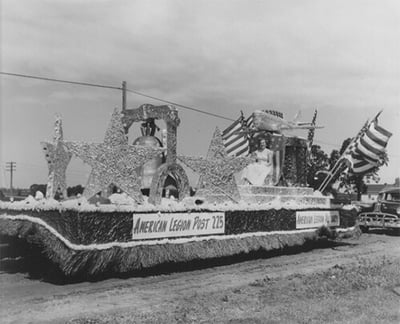 4th of July float with a sign American Legion Post 225