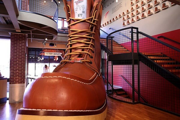 Worlds Largest Boot, on display at the Red Wing Shoe Store in Red Wing, Minnesota