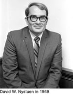 Black and white portrait of David W. Nystuen in 1969