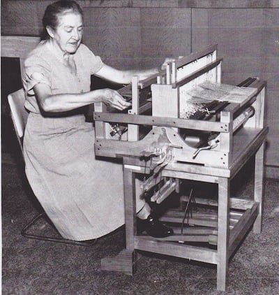 photo of Hilma Berglund at a loom