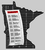 Outline with the state of Minnesota with a Paper survey inset