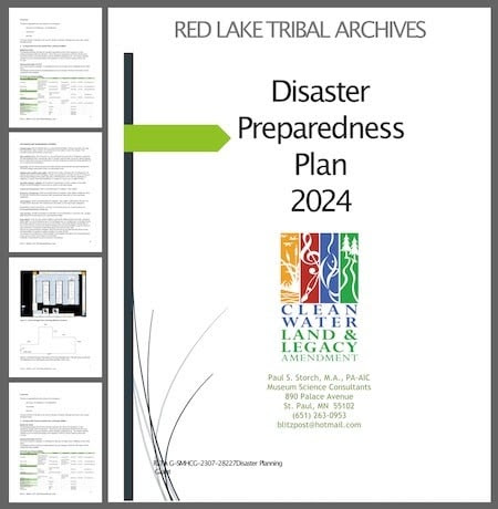 Thumbnails of the cover and pages of the disaster plan