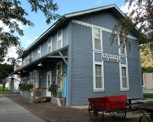 Exterior of the Rushford Depot Museum