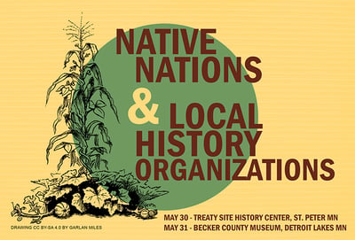Native Nations and Local History Organizations graphic with pen illustration of Three Sisters planting method.