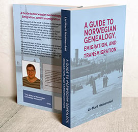 Paperback book upright front and back-cover-A Guide to Norwegian Genealogy, Emigration, and Transmigration