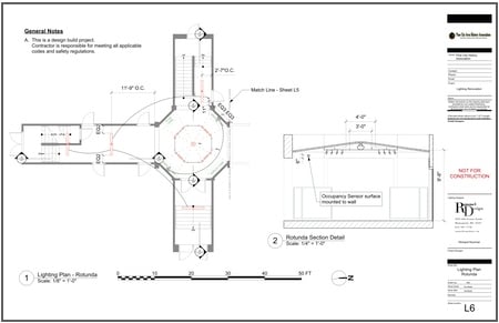 mechanical drawing of lighting design floor plan