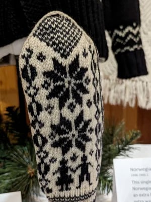 White with black patterns-warm woolen mitten