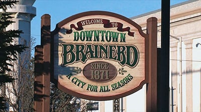 Welcome to Downtown Brainerd wooden sign
