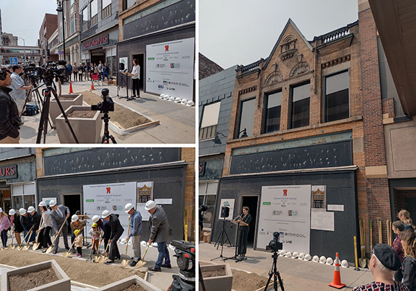 Composite photo of three images showing dedication-start of restorcation of building to houseChildrens Dental Services in Duluth