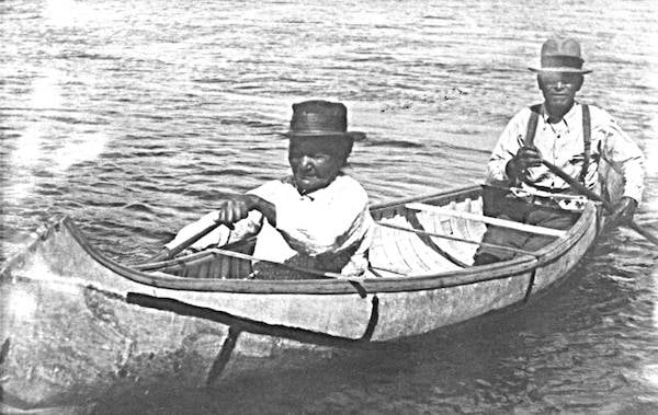 Joe and Mary Boshey canoeing on Burntside Lake in the early 1900s