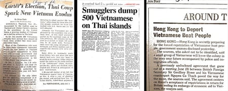 Three newspaper clippings about Vietnamese immigration