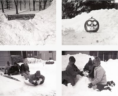compilation of four photos showing snow events
