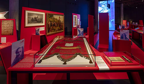 Exhibit display with German Reading Society banner