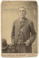 Black and white photograph of Gabriel Renville in South Dakota, ca. 1890. Photograph by Steinhauer.