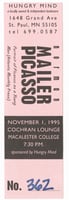 Ticket to an event at Hungry Mind bookstore featuring Norman Mailer