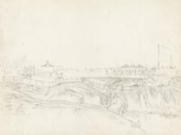 Graphite drawing of Fort Snelling, 1863.