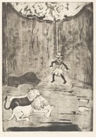 Daniel in the Lion’s Den, 1925. Etching on paper by Clara Mairs.