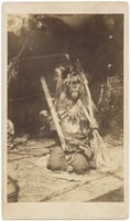Black and white photograph of Ho-Chunk leader, Winneshiek II, likely at Fort Snelling, 1863