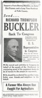 Pamphlet promoting Richard Thompson Buckler, a Farm Bureau member, for re-election to the U.S. House of Representatives.