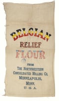 Color image of a decorated Belgian Relief Flour sack, ca. 1914–1918.