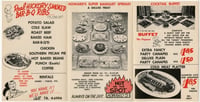 Tri-folded catering menu used in the late 1950s by Oscar Howard’s Catering Service.