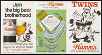 Photograph of a Minnesota Twins schedule advertising Hamm’s Beer