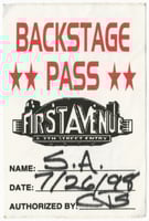 Backstage pass for Soul Asylum concert at First Avenue, July 26, 1998.
