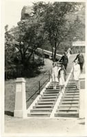 photograph of people on the newly constructed stairway