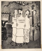 Carol, Carol Sweetly, undated. Soft-ground etching/aquatint on paper by Clara Mairs.