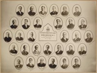 Black and white photo collage of the Consistory Class of Winona Ancient and Accepted Scottish Rite, 1908.
