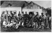 Black and white photograph of Ojibwe at Grand Portage Reservation, 1885.