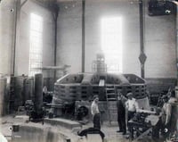 Interior view showing machine number one ready for operation at the Coon Rapids Dam power plant.