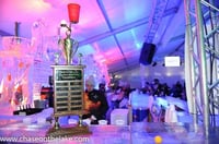 The Chase on the Lake International Eelpout Festival Beer Pong Championship trophy, 2017. Photo by Josh Stokes.