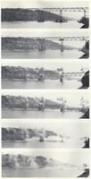 Black and white photograph of the demolition of the St. Paul High Bridge February 24, 1985.