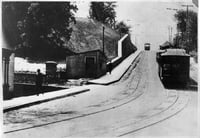 Black and white photograph of able cars on the hill before the Selby Tunnel was dug, c.1895.