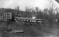 Black and white photograph of the steamboat Selkirk, then owned by the Hills-Griggs Company, on the Red River, 1871.