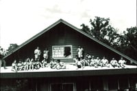 Black and white photograph of Herzl Camp, 1990.
