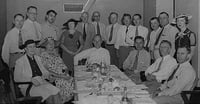 Black and white photograph of a progressives meeting, 1937.