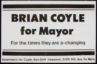 Brian Coyle mayoral campaign sign, 1979
