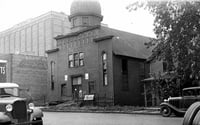 Black and white image of Kenesseth Israel Orthodox Synagogue at 519 Fourth Street North in Minneapolis, 1934.