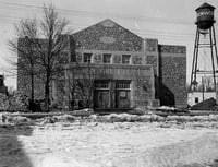 Black and white photograph of Deerwood Auditorium the year construction was finished, 1937.