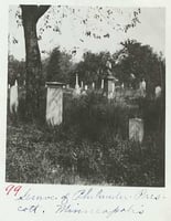 Black and white photograph of Philander Prescott’s grave marker, ca. 1920.
