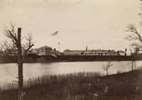 Black and white photograph of Fort Ripley, 1862.