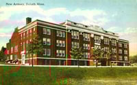 Colorized postcard of the Duluth Armory, c.1920.