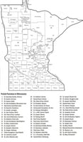 Map of Polish Catholic parishes in Minnesota